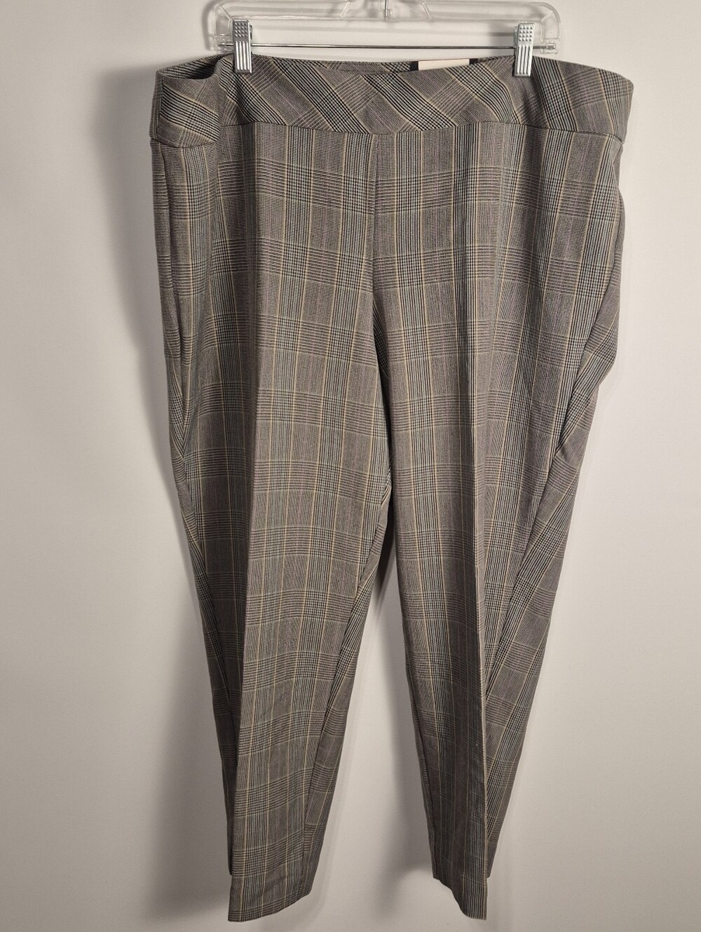 Roz & Ali Plaid Ankle Pants Women’s 20W Tummy Control Stretch Career NWT